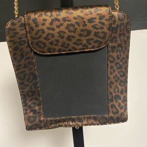 Timothy Hitsman vintage leopard black with gold chain purse